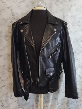 Vintage Black Leather Biker Jacket